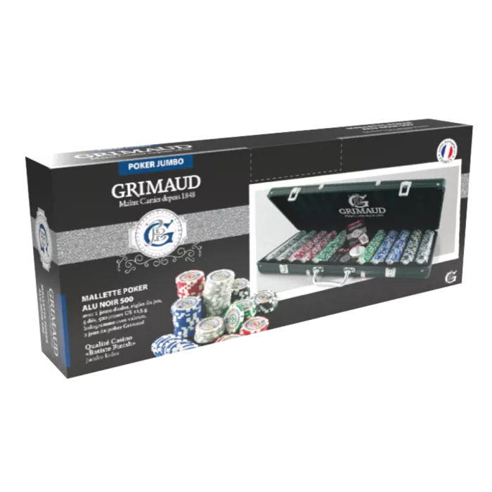 Poker - Mallette Premium Grimaud, 500 Jetons 11,5 G Marqués, 2 Jeux Grimaud