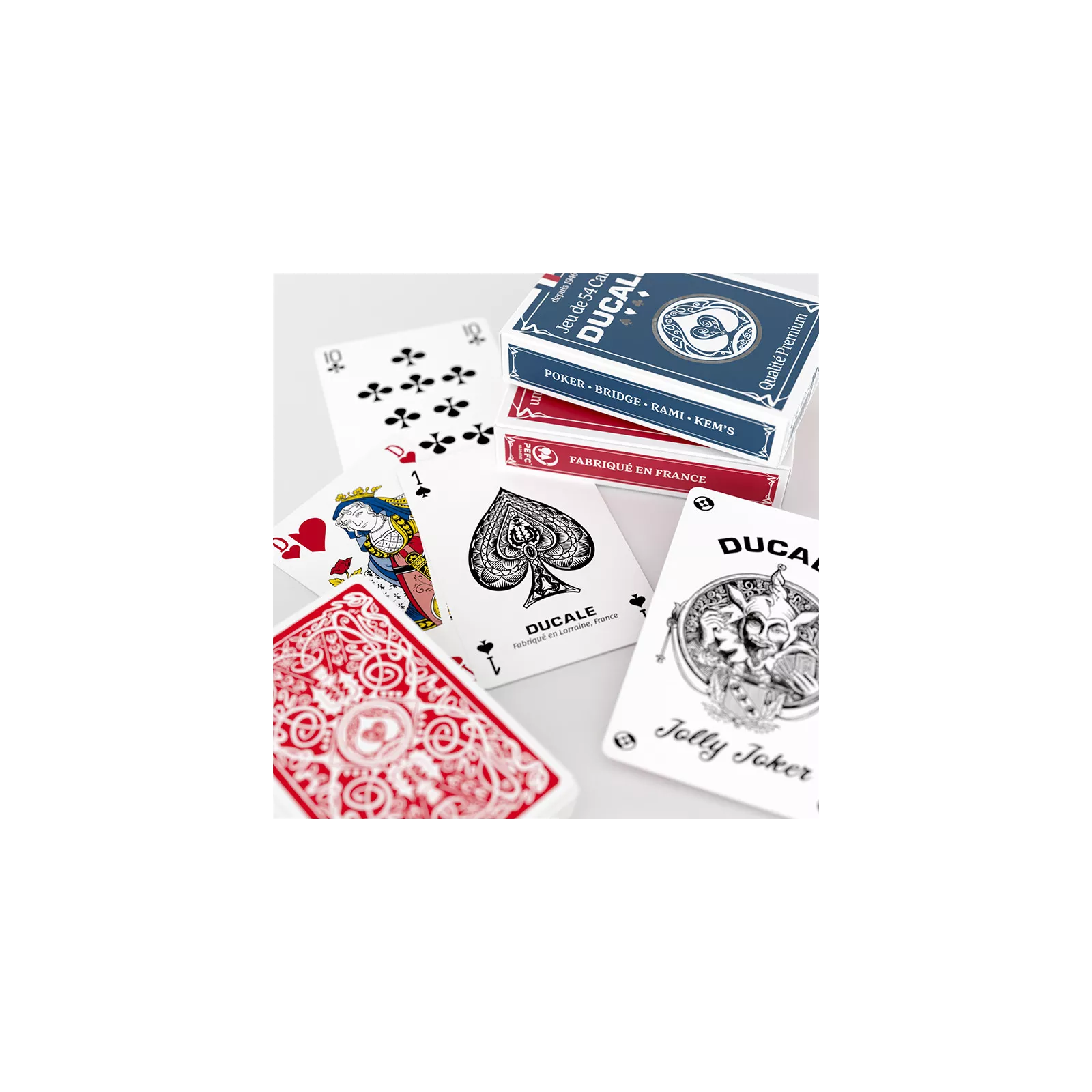 Cartes à Jouer classiques - 4 Jeux de 54 cartes Ducale Luxe,étui Carton