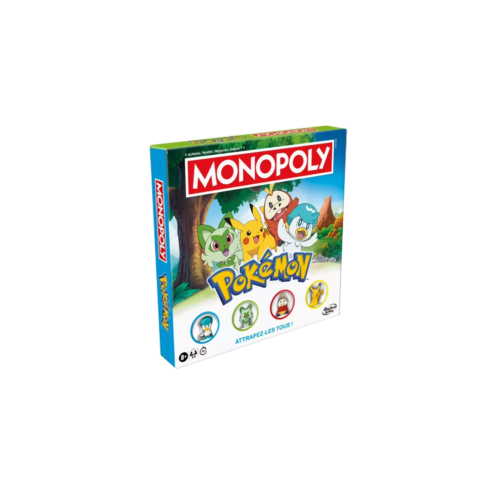 Monopoly Édition Pokémon – Jeu De Plateau Version Française, Pour 2 à 4 Joueurs, à Partir De 8 Ans (avec Pions Pikachu, Etc.)
