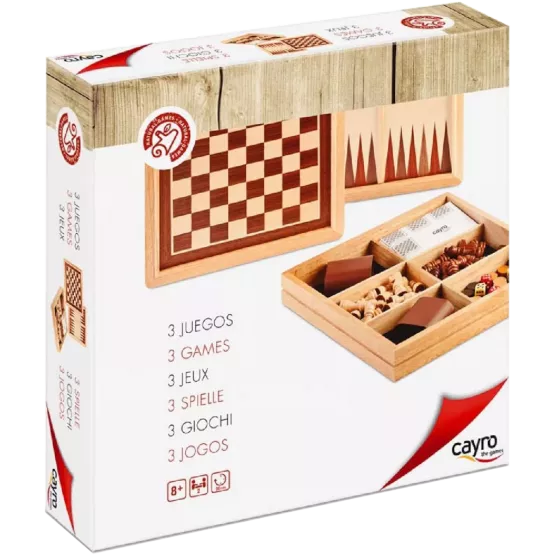 Échecs, Dames Et Backgammon En Bois 30X30 Cm