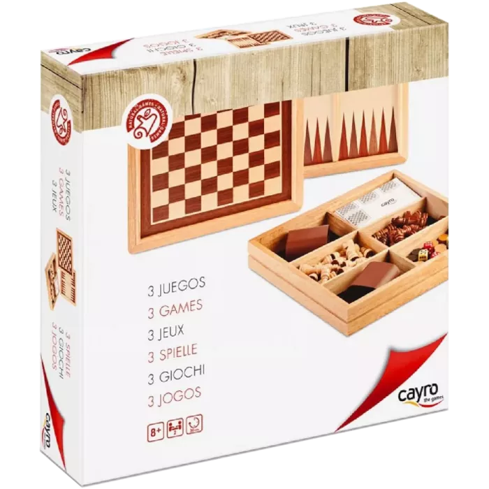 Échecs, Dames Et Backgammon En Bois 30X30 Cm