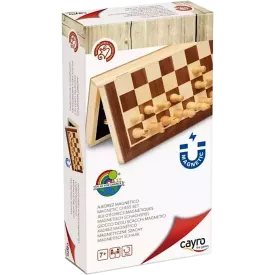 Échecs Magnétiques En Bois Marqueterie 30X30 Cm