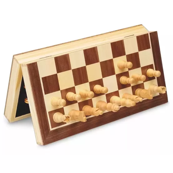 Melia Games Échecs à Rouler – Échecs de Voyage magnétiques en Cuir véritable avec pièces d'échecs en Bois fabriquées à la Main (Black & White