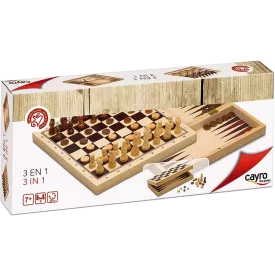 Coffret 3 En 1 : Échecs, Dames Et Backgammon Pliable
