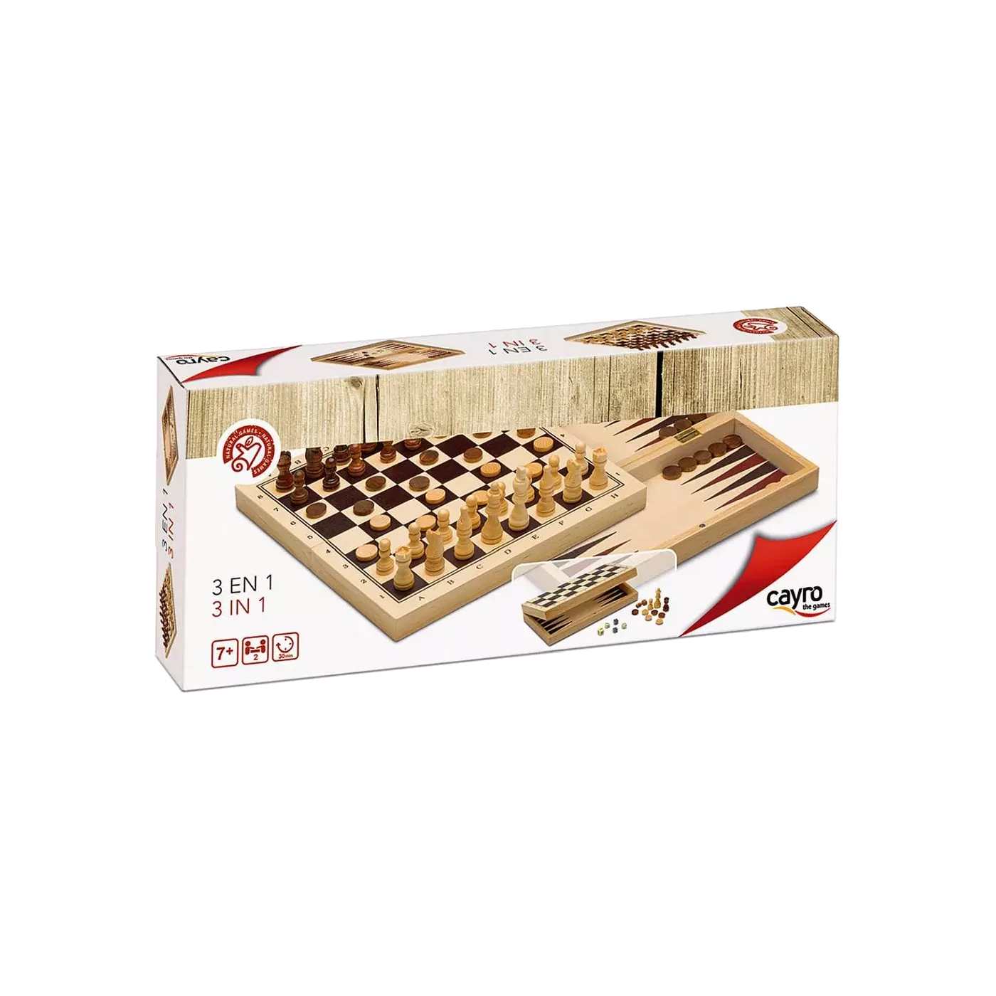 Jeu d'échecs et dames en bambou FCS100 Jeu d'échecs et dames en bambou FCS100