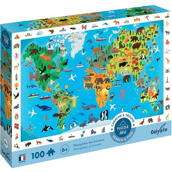 Puzzle 100 Pièces - Planisphère Des Animaux