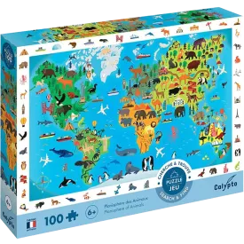 Puzzle 100 Pièces - Planisphère Des Animaux