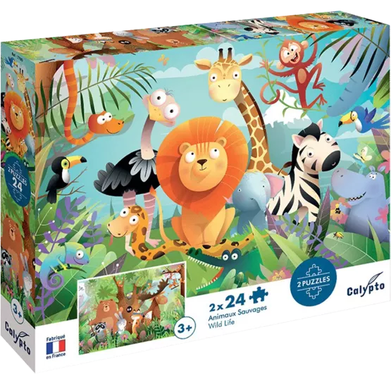 Puzzle 2X24 Pièces - Animaux Sauvages