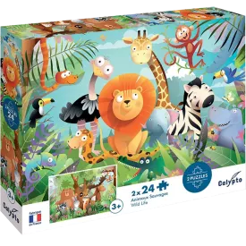 Puzzle 2X24 Pièces - Animaux Sauvages
